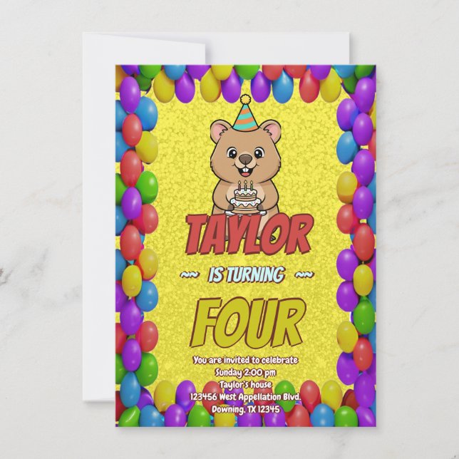 Invitación de Cumpleaños de Capybara Alegre (Anverso)