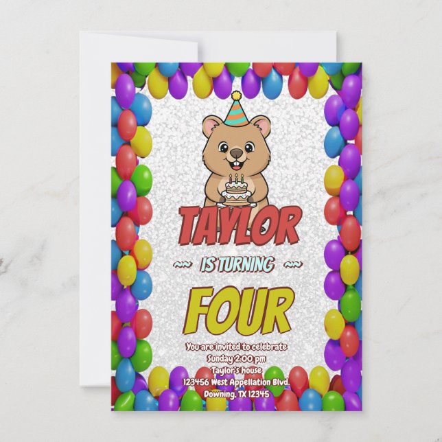 Invitación de Cumpleaños de Capybara Alegre (Anverso)