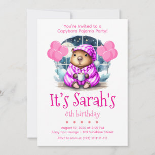  Invitación de cumpleaños de capybara con pijama 
