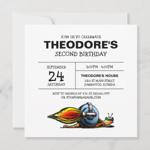 Invitación de cumpleaños de caracol cohete