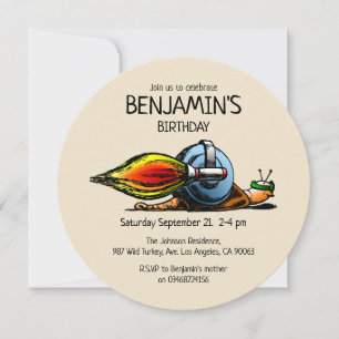 Invitación de cumpleaños de Caracol Cohete