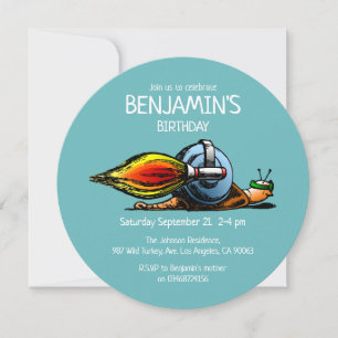 Invitación de cumpleaños de Caracol Cohete