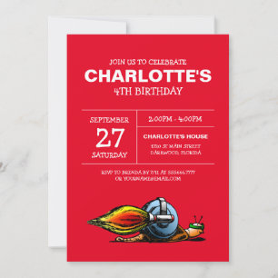 Invitación de cumpleaños de caracol cohete