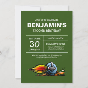 Invitación de cumpleaños de caracol cohete