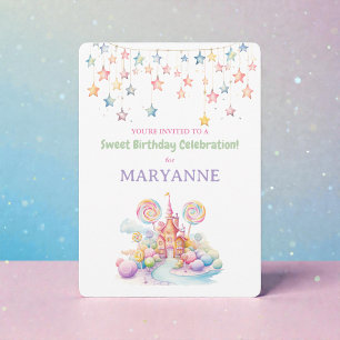 Invitación de cumpleaños de caramelo con acuarela 