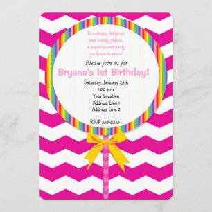 Invitación de cumpleaños de caramelo de chupachups