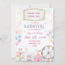 Invitación de cumpleaños de carnaval
