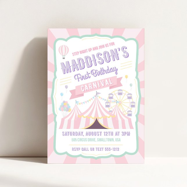 Invitación de cumpleaños de Carnaval Pastel (Subido por el creador)