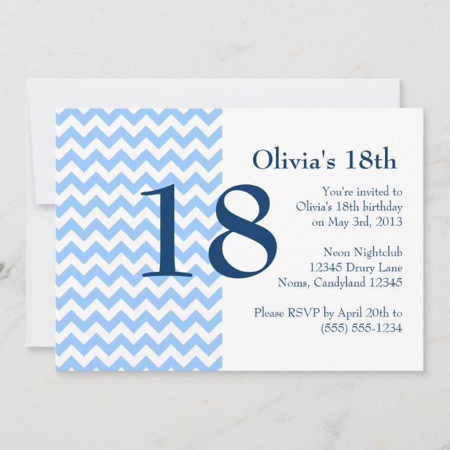 Invitación de cumpleaños de Carolina Blue y Navy C (Anverso)