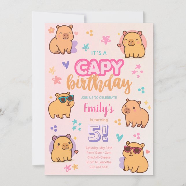 Invitación de cumpleaños de carpincho (Anverso)