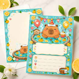 Invitación de cumpleaños de Carpincho Cute Yuzu On