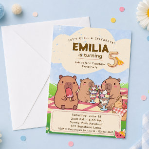 Invitación de cumpleaños de carpincho para picnic