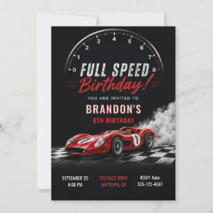 Invitación de cumpleaños de carrera de autos depor