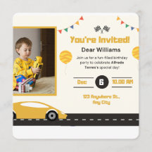 Invitación de cumpleaños de carreras de coche amar