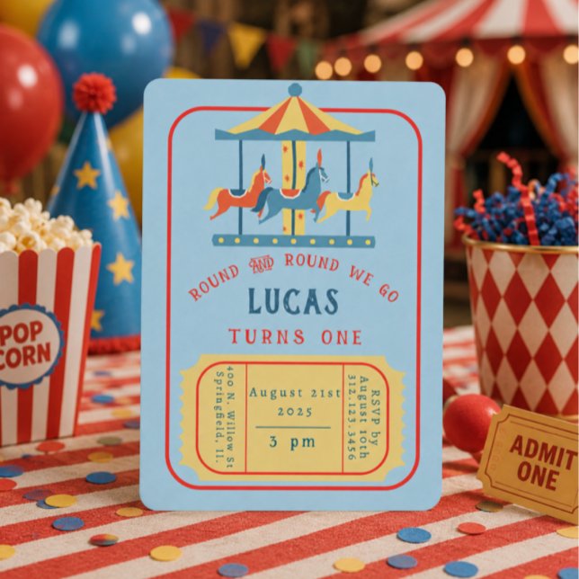 Invitación de cumpleaños de carrusel (Subido por el creador)