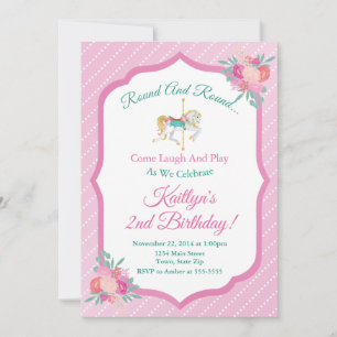 Invitación de cumpleaños de Carrusel Merry Go Roun