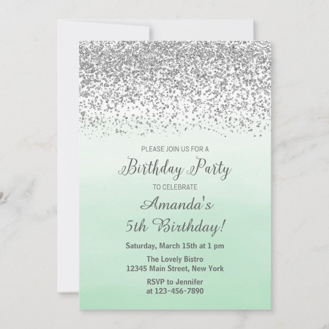 Invitación de cumpleaños de Casa Blanca y Plata (Anverso)