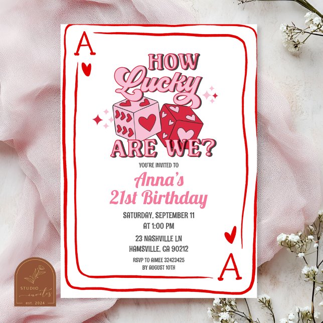 invitación de cumpleaños de casino retro rosa (Subido por el creador)