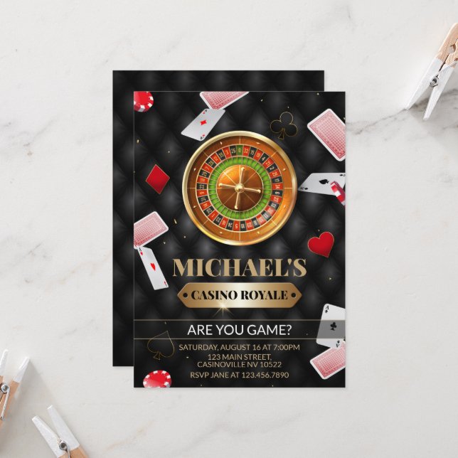 Invitación de cumpleaños de Casino Royale (Anverso/Reverso In Situ)