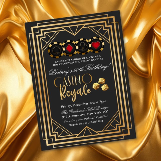 Invitación de cumpleaños de Casino Vegas Black and (Subido por el creador)