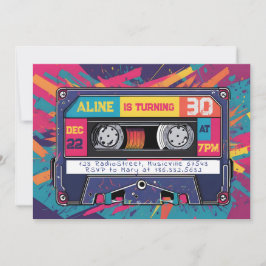 Invitación de cumpleaños de cassette de audio Supe