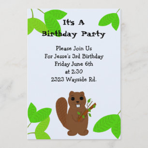 Invitación de cumpleaños de castor de dibujos anim