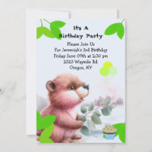 Invitación de cumpleaños de castor del bosque