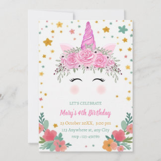 Invitación de cumpleaños de Caticorn cati corn inv