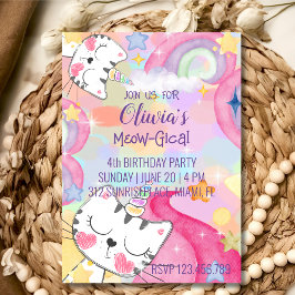 Invitación de cumpleaños de Caticorn Meow-gical
