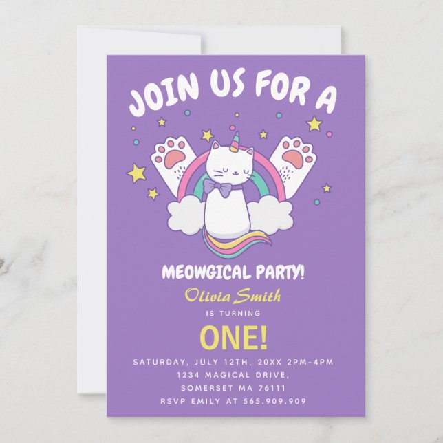 Invitación de cumpleaños de Caticornio (Anverso)