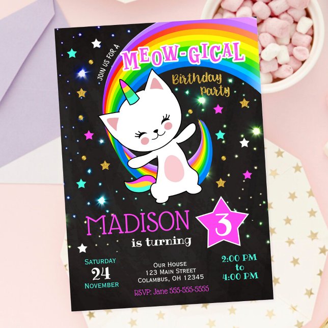 Invitación de cumpleaños de Caticornio, Gato Arcoí (Subido por el creador)