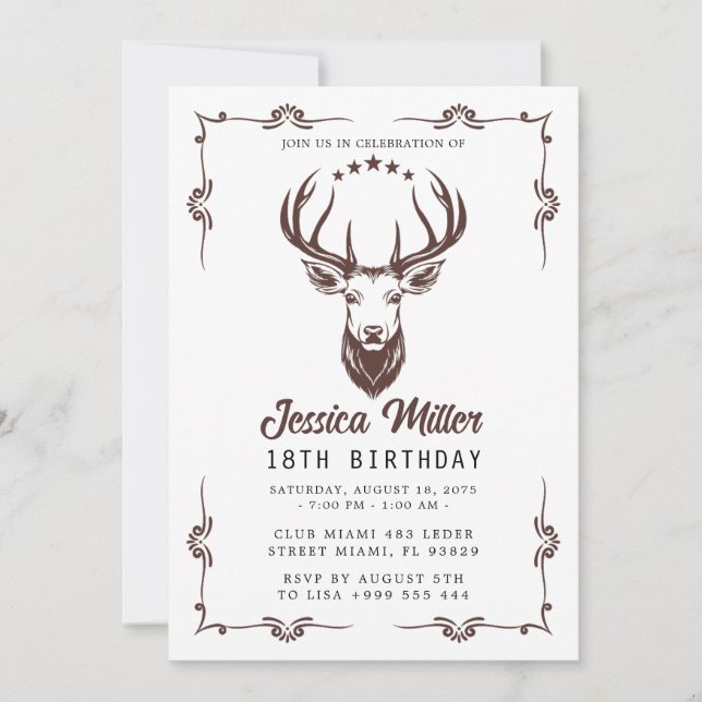 Invitación de cumpleaños de caza (Anverso)