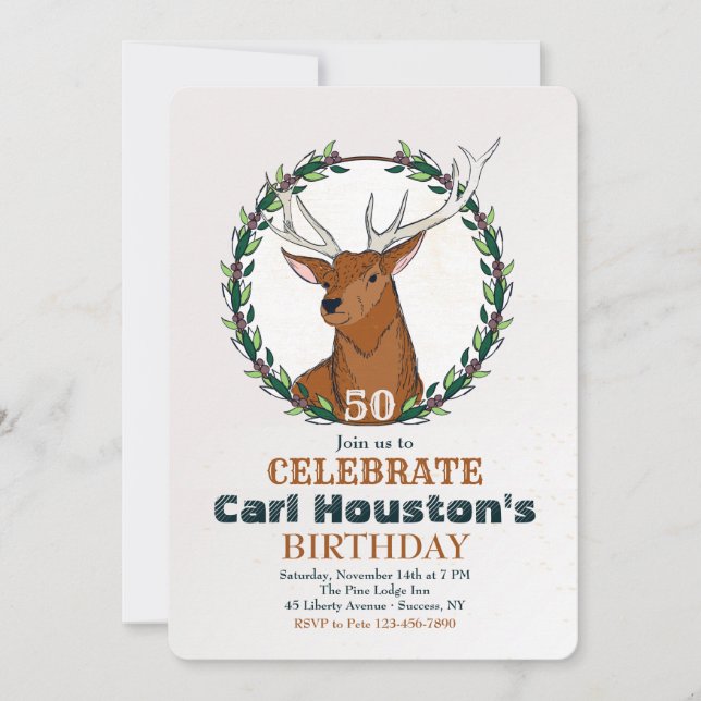 Invitación de cumpleaños de cazador (Anverso)