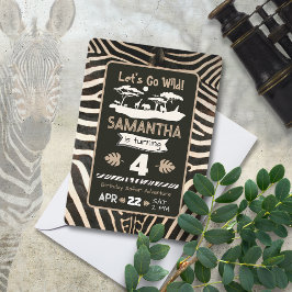 Invitación de cumpleaños de cebra de impresión ani
