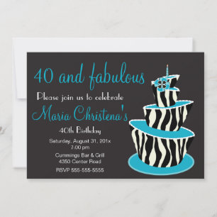 Invitación de cumpleaños de cebra fabulosa (azul)