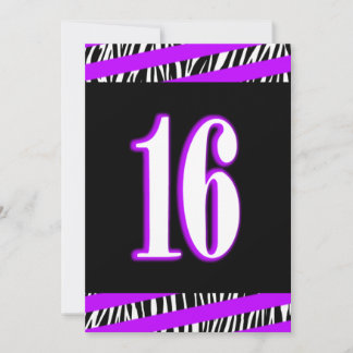Invitación de cumpleaños de cebra y morado dulce 1