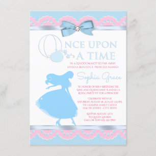 Invitación de Cumpleaños de Cenicienta Rosa Azul