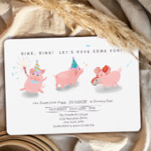 Invitación de cumpleaños de cerdito, Granja Este c