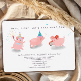 Invitación de cumpleaños de cerdito, Granja Este c