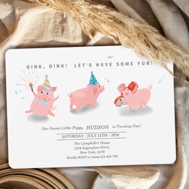 Invitación de cumpleaños de cerdito, Granja Este c (Subido por el creador)