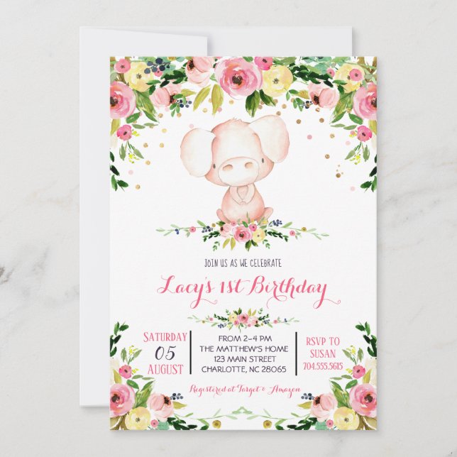 invitación de cumpleaños de cerdo de granja de chi (Anverso)