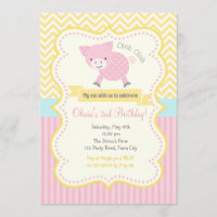 Invitación de cumpleaños de cerdo / pastelero