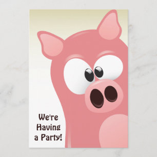 Invitación de cumpleaños de cerdo rosa de Personal