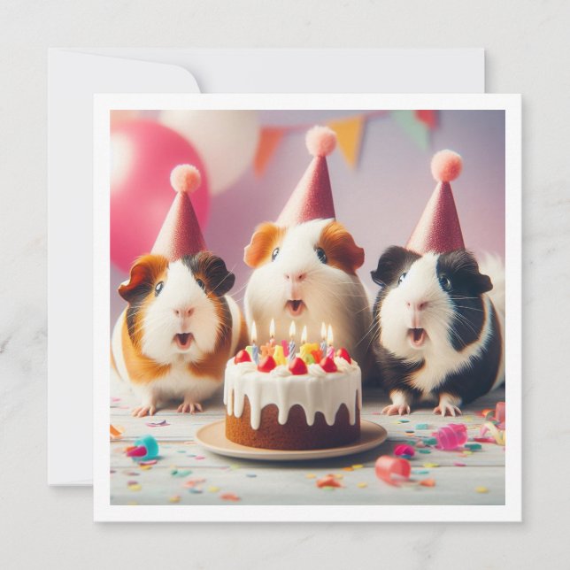 Invitación de cumpleaños de cerdos de Guinea para  (Anverso)