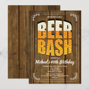 Invitación de cumpleaños de cerveza madera rústica
