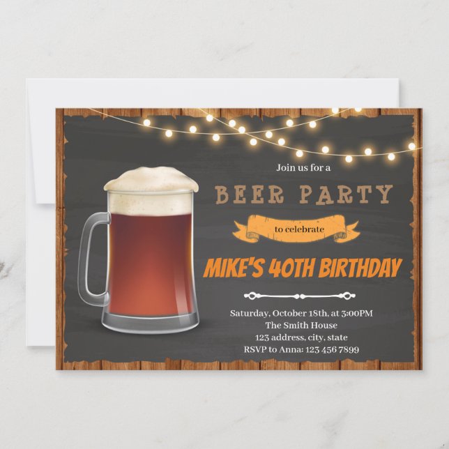 Invitación de cumpleaños de cerveza raíz (Anverso)