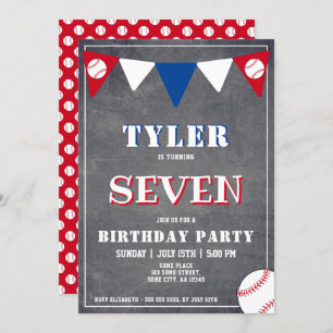 Invitación de cumpleaños de Chalkboard Béisbol