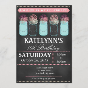 Invitación de cumpleaños de Chalkboard Mason Jar