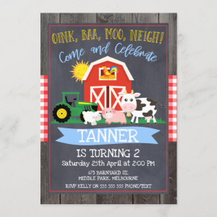 Invitación de cumpleaños de Chalkboard Tractor de 