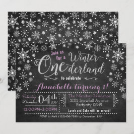 Invitación de cumpleaños de Chalkboard Winter ONEd